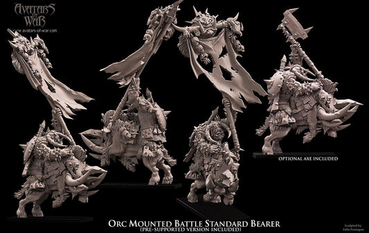 Mounted Orc with Standard on Wolf by Avatars of War Miniatures