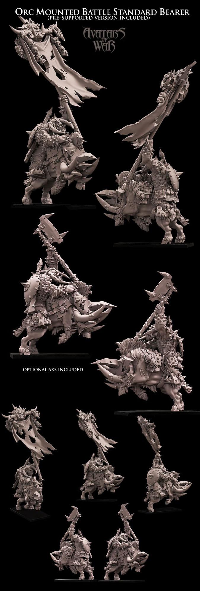Mounted Orc with Standard on Wolf by Avatars of War Miniatures