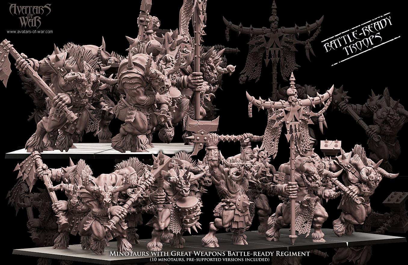 Minotaurs with great weapons Unit Battle Ready by Avatars of War Miniatures