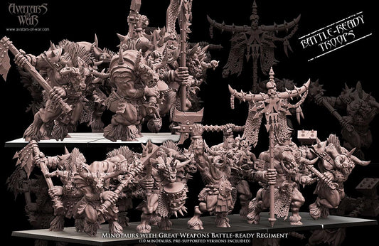 Minotaurs with great weapons Unit Battle Ready by Avatars of War Miniatures