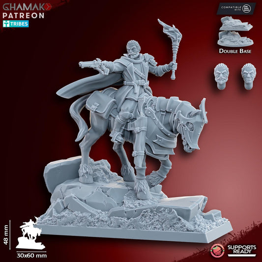 Male Witch Hunter on horse by Ghamak Miniatures