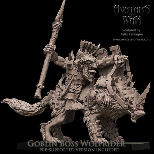Goblin Boss Wolfrider by Avatars of War Miniatures