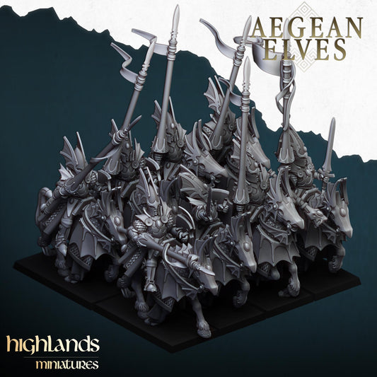 Mounted Dragons Unit of Aegean Elves  by Highland Miniatures