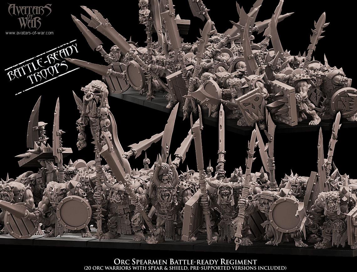Orc Spearmen Unit Battle Ready by Avatars of War Miniatures