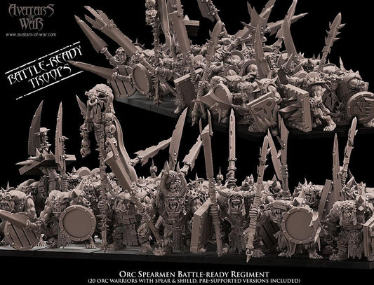 Orc Spearmen Unit Battle Ready by Avatars of War Miniatures