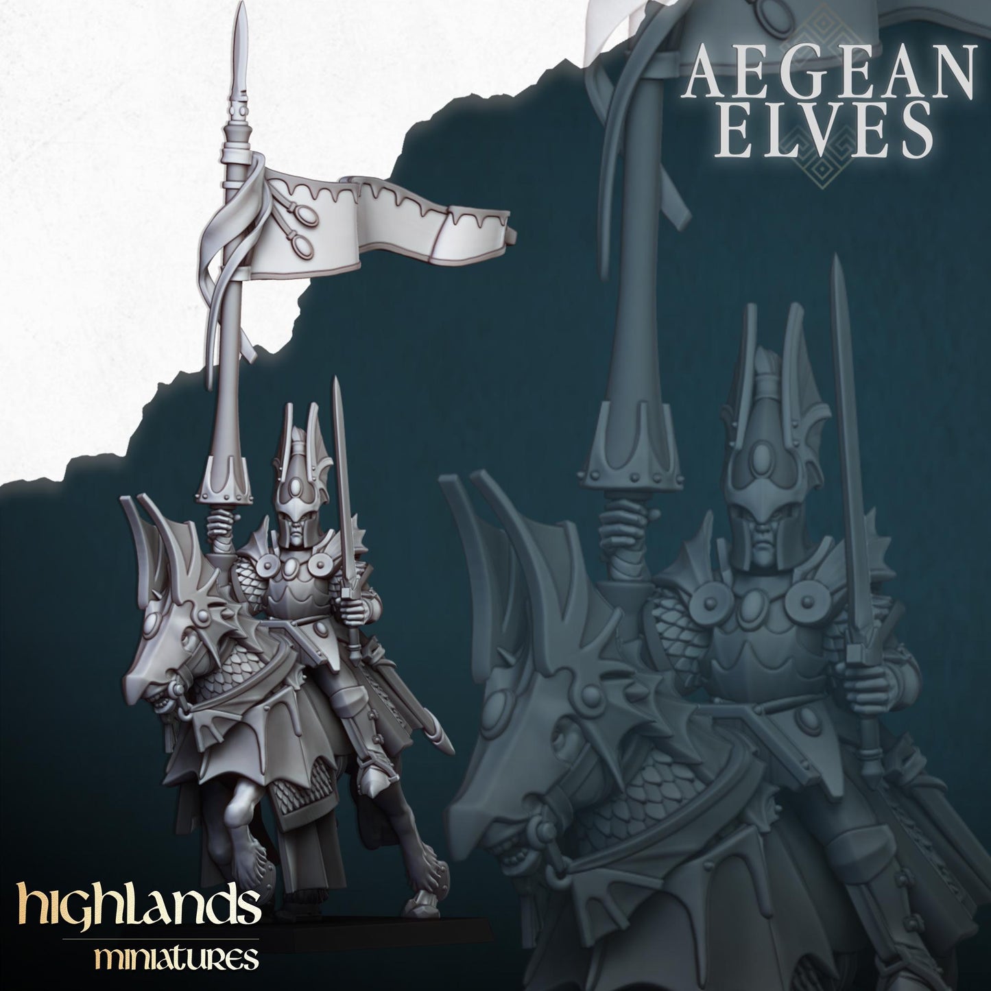 Mounted Dragons Unit of Aegean Elves  by Highland Miniatures