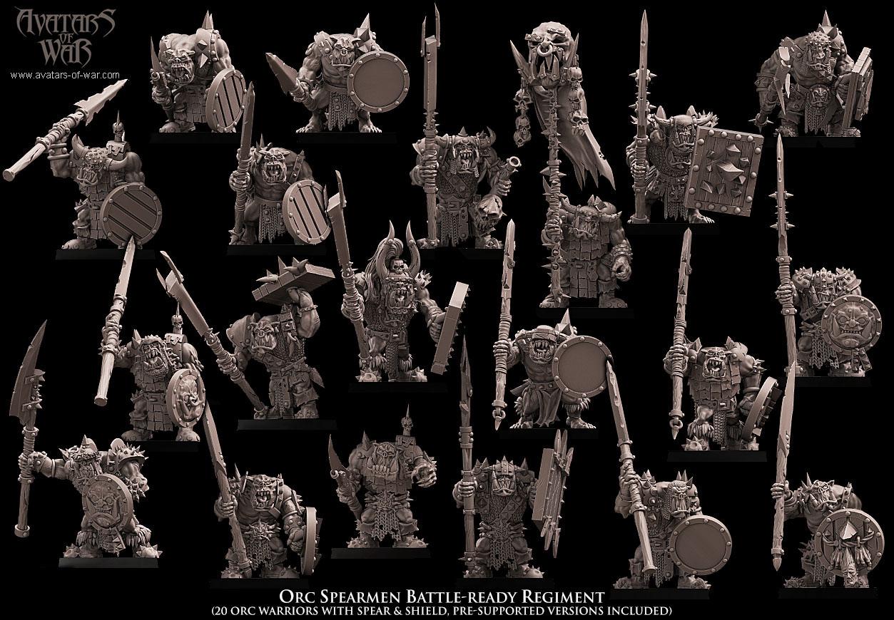 Orc Spearmen Unit Battle Ready by Avatars of War Miniatures