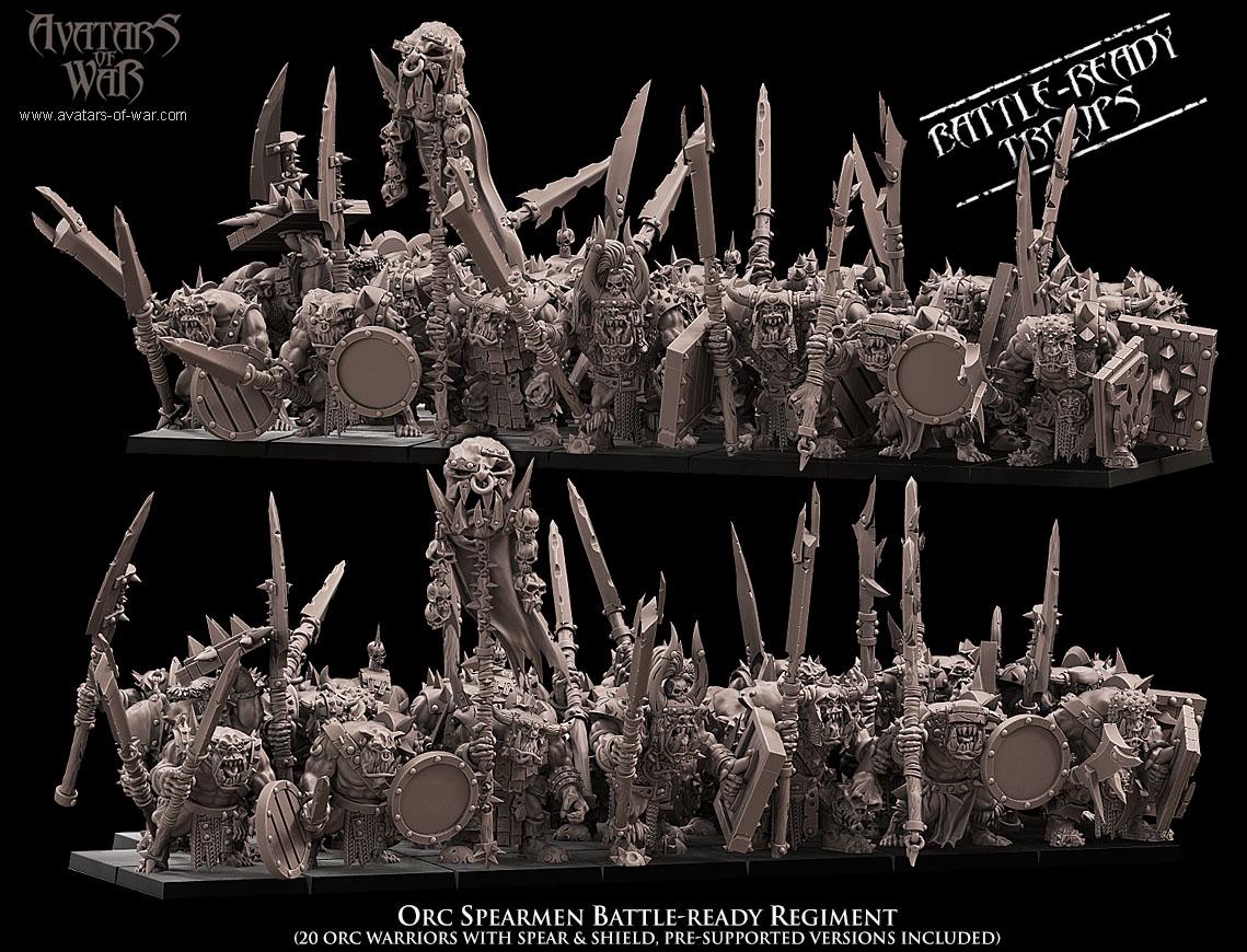 Orc Spearmen Unit Battle Ready by Avatars of War Miniatures