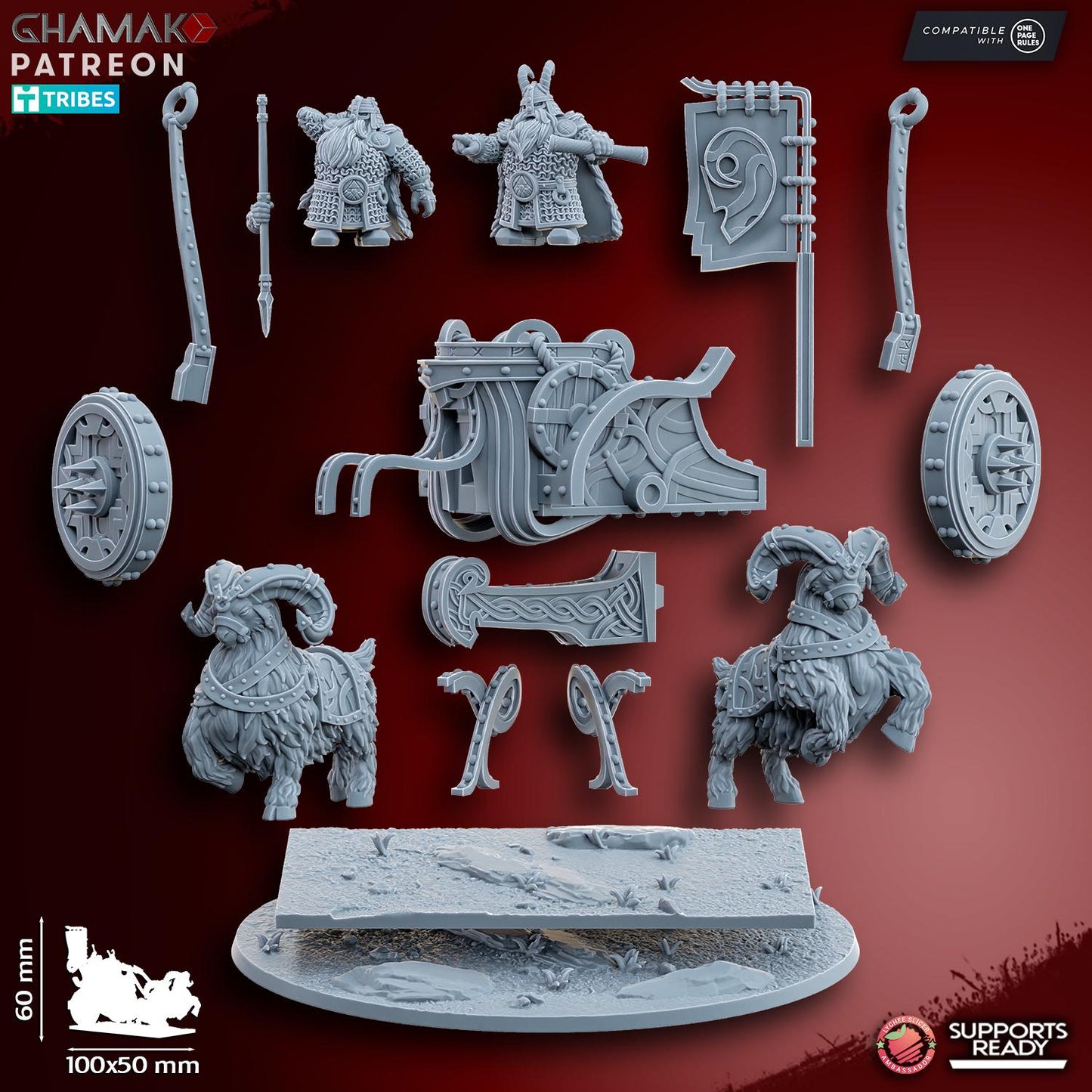 Dwarven Goat chariot by Ghamak Miniatures