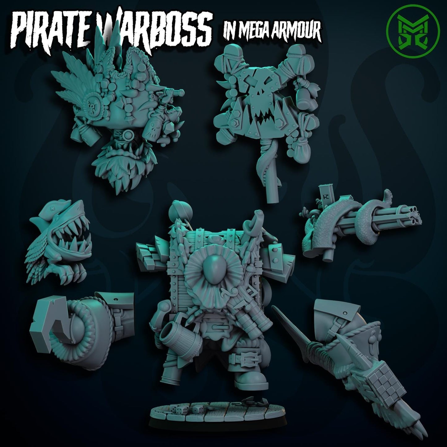 Pirate Warboss in Mega Armor by Mekka Miniatures
