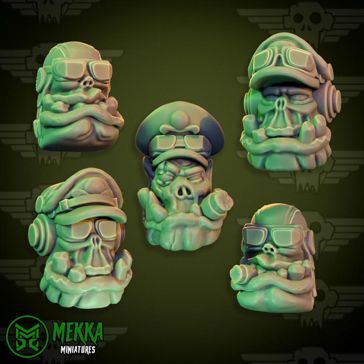 Ork Pilots Heads by Mekka Miniatures
