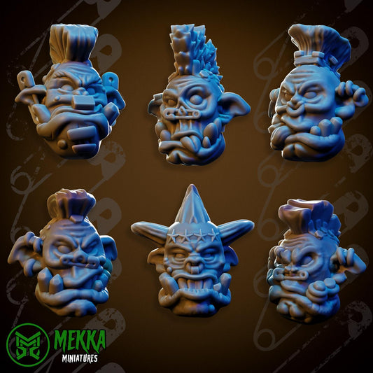 Ork Punk Heads by Mekka Miniatures