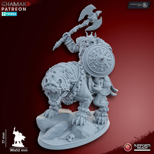 Black Orc Warlord on warg by Ghamak Miniatures