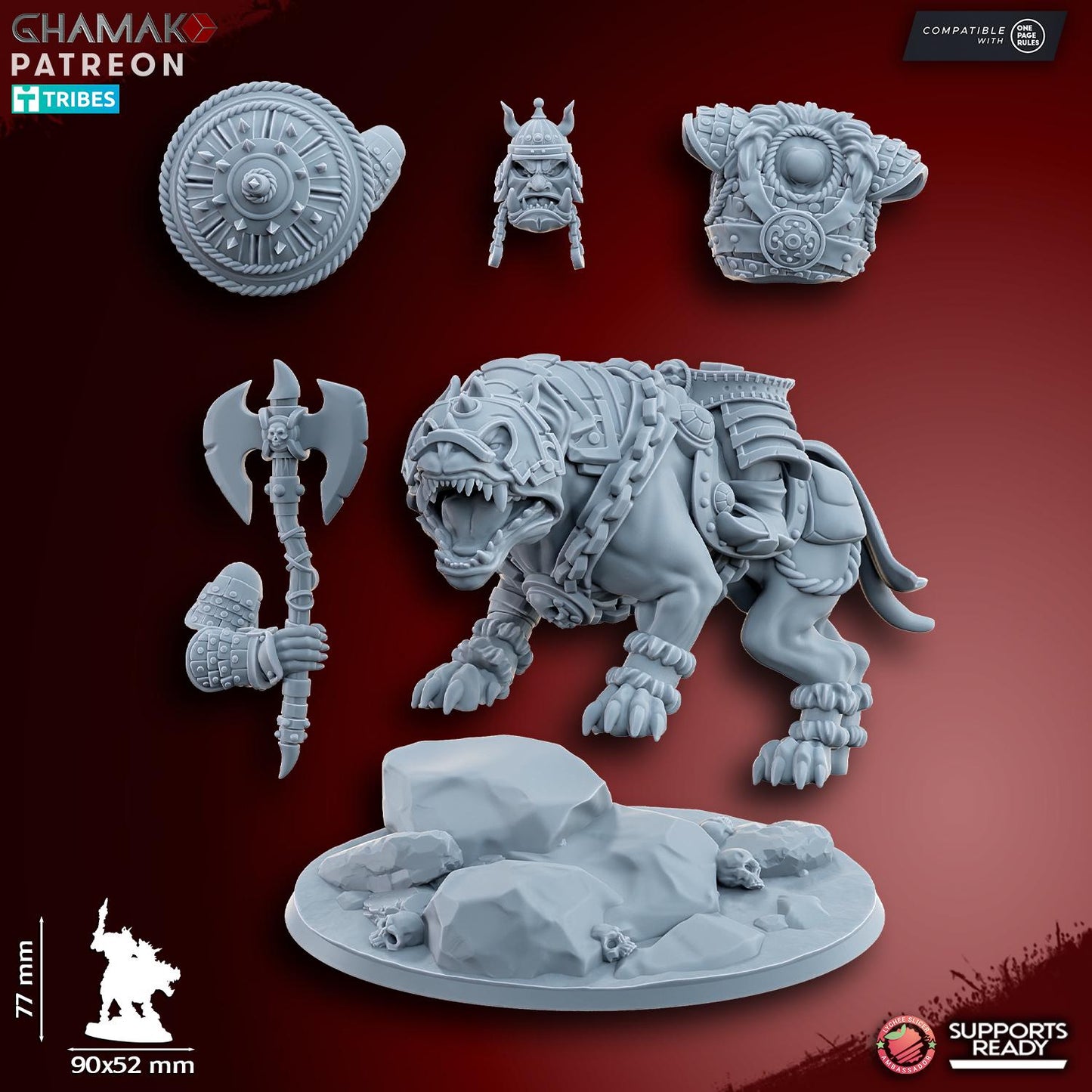 Black Orc Warlord on warg by Ghamak Miniatures