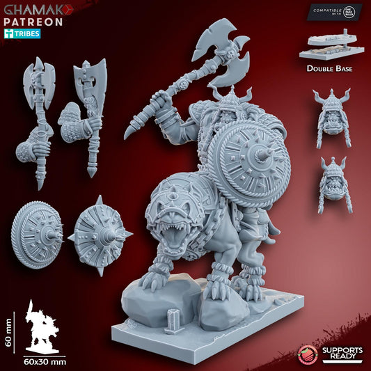 Grey Orc Warlord on warg by Ghamak Miniatures