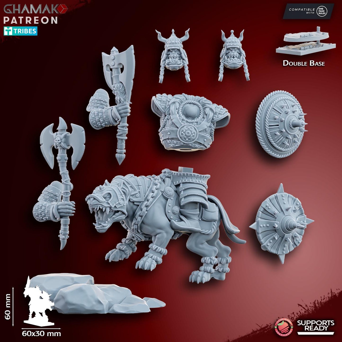 Grey Orc Warlord on warg by Ghamak Miniatures