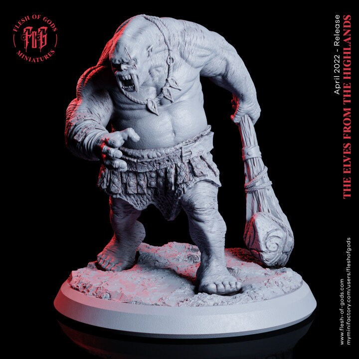 Mountain Ogre from "Elves of the Highlands" by Flesh of Gods Miniatures