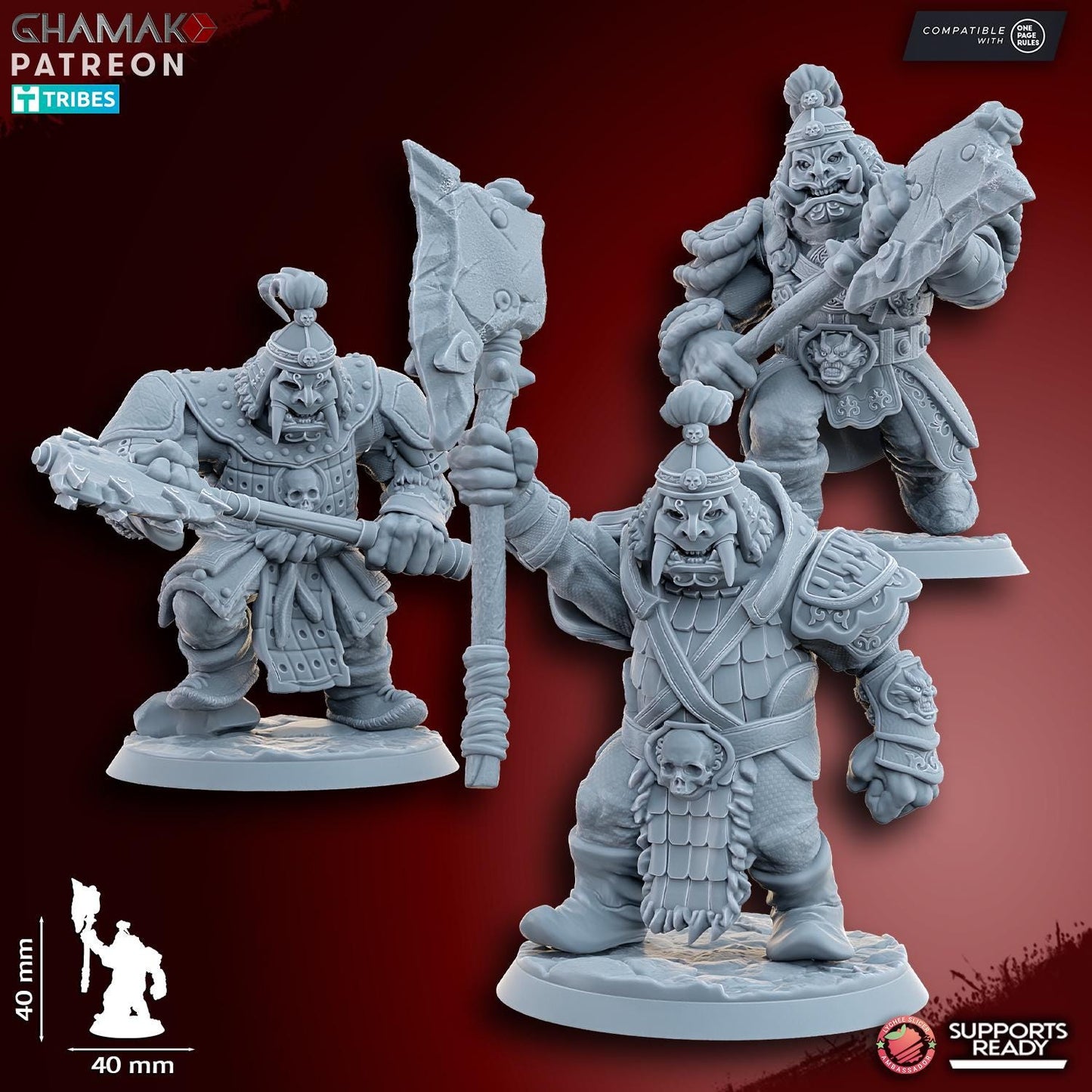 Grey waste orcs with two-handed weapons by Ghamak Miniatures