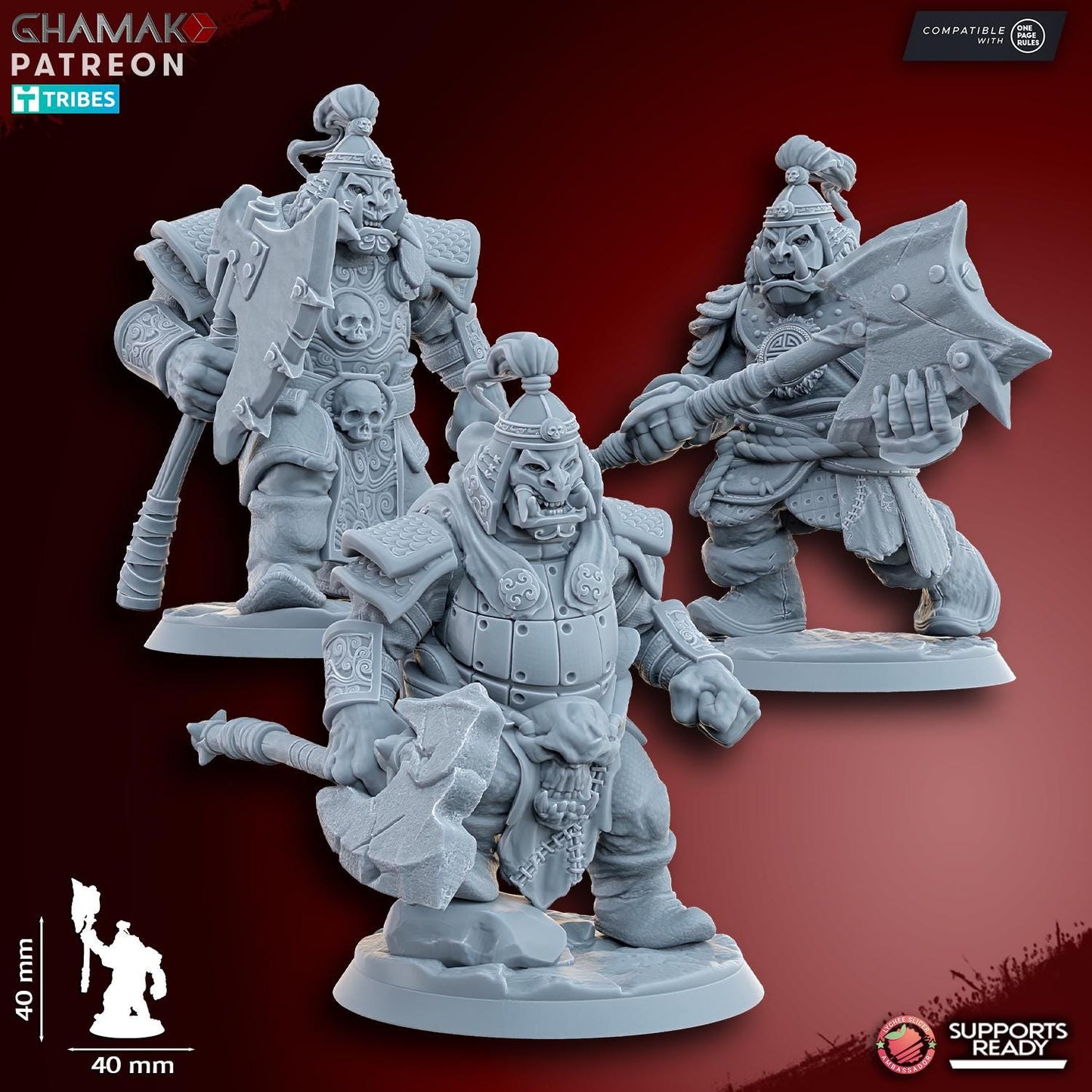 Grey waste orcs with two-handed weapons by Ghamak Miniatures