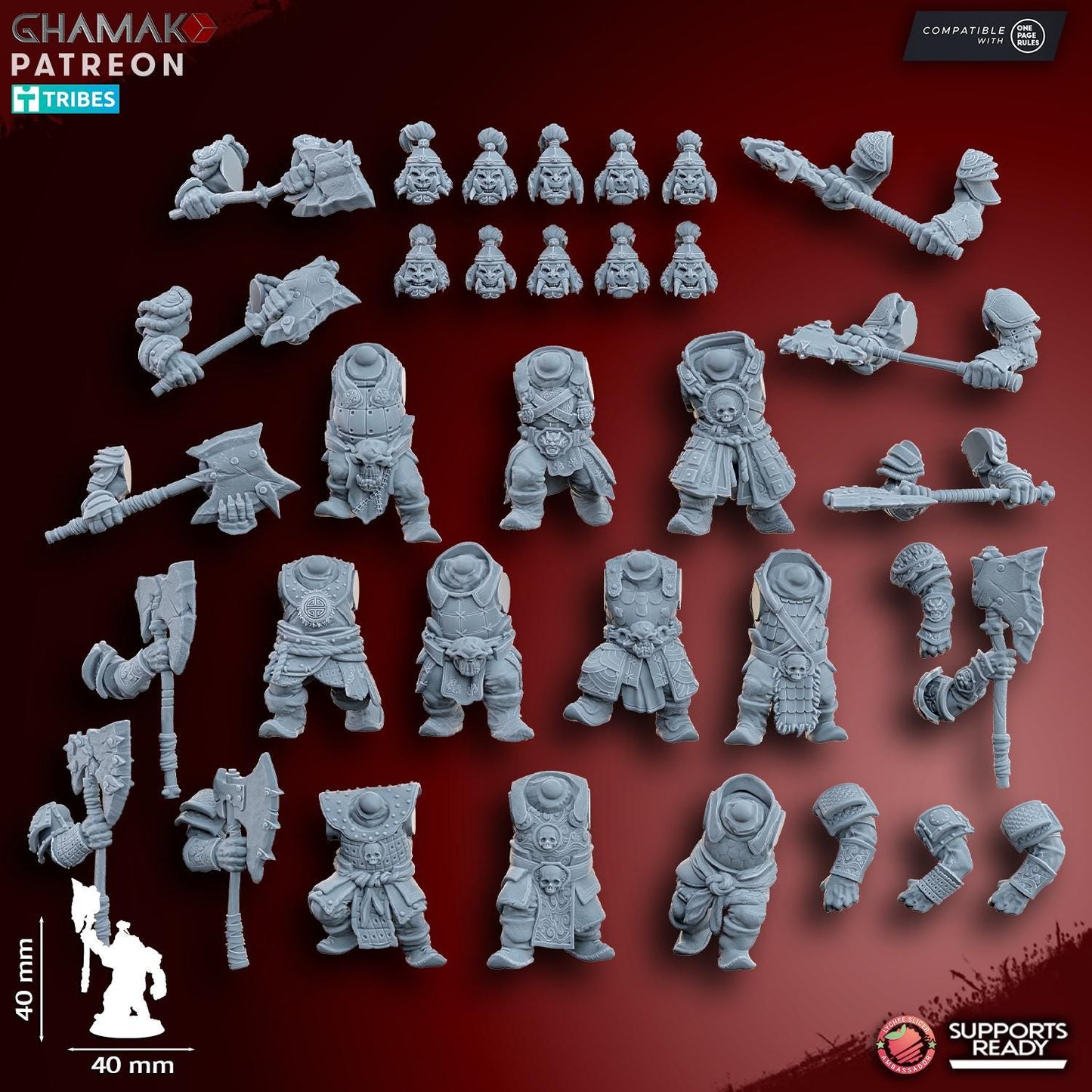 Grey waste orcs with two-handed weapons by Ghamak Miniatures