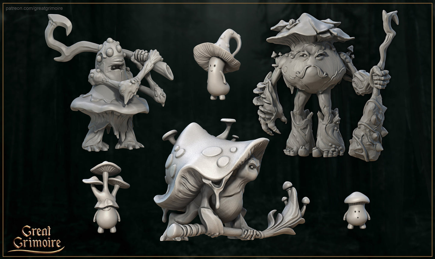 Mushroom Warriors from "Bane of the Shrouded Woods" by Great Grimoire Miniatures