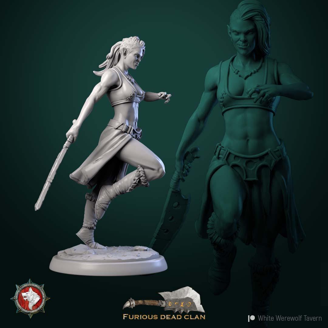 Orc Warriors Female from "Furiouse Dead Clan" by White Werewolf Tavern Miniatures