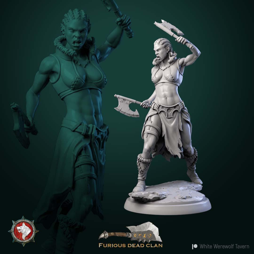 Orc Warriors Female from "Furiouse Dead Clan" by White Werewolf Tavern Miniatures