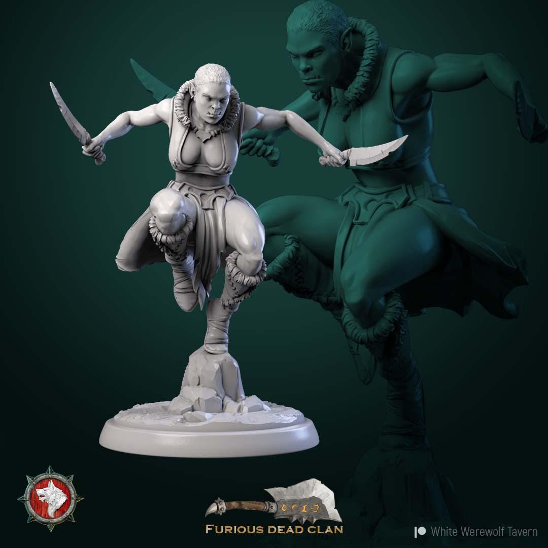 Orc Warriors Female from "Furiouse Dead Clan" by White Werewolf Tavern Miniatures