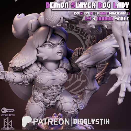 Demon Slaying Dog Lady by Jigglystix Pin Up Factory Miniatures