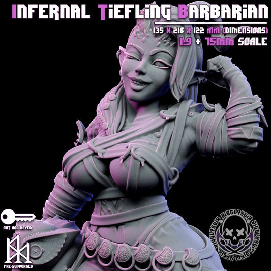 Infernal Tiefling Barbarian by Jigglystix Pin Up Factory Miniatures