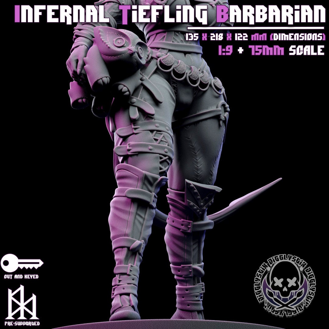 Infernal Tiefling Barbarian by Jigglystix Pin Up Factory Miniatures