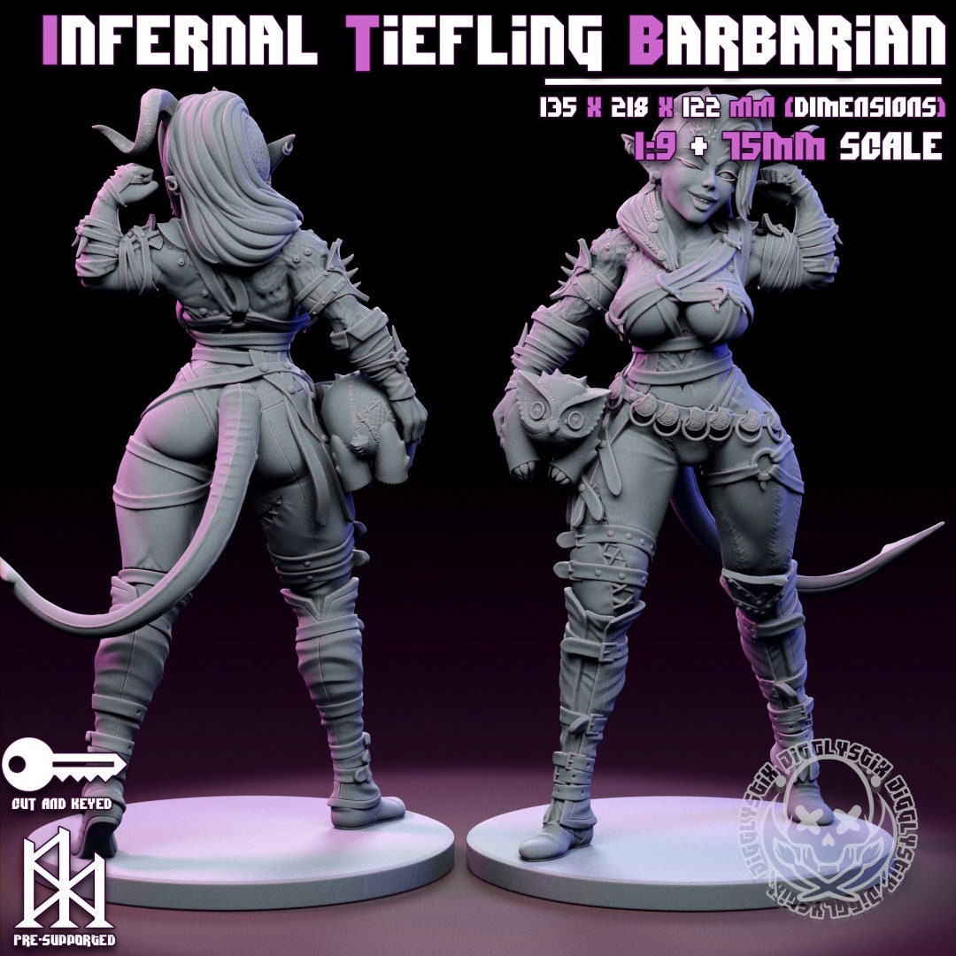 Infernal Tiefling Barbarian by Jigglystix Pin Up Factory Miniatures