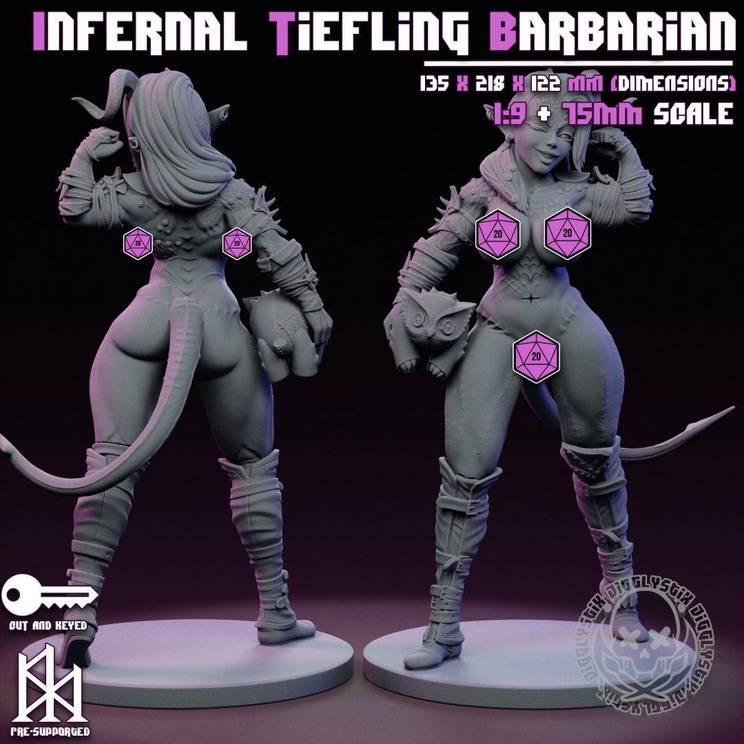 Infernal Tiefling Barbarian by Jigglystix Pin Up Factory Miniatures