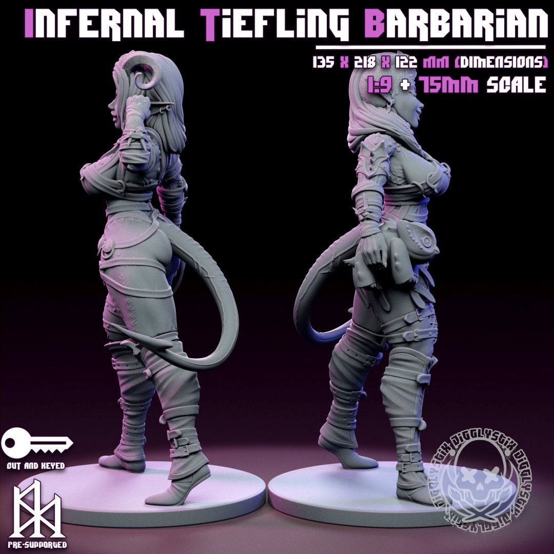 Infernal Tiefling Barbarian by Jigglystix Pin Up Factory Miniatures