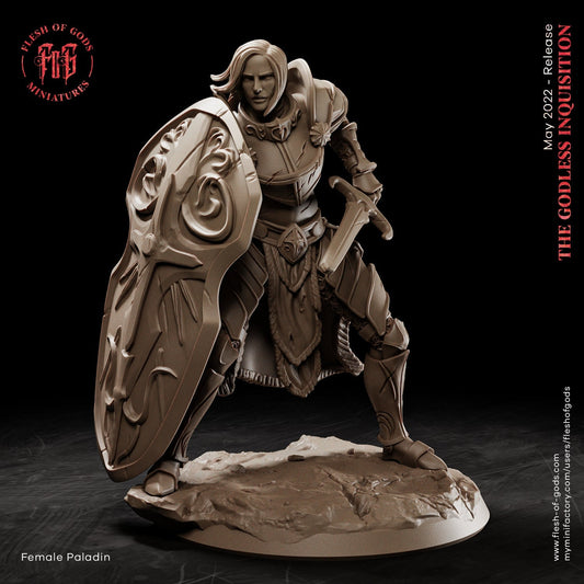 Male & Female Paladin from "Godless Inquisition" by Flesh of Gods Miniatures