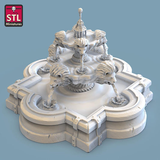 Lion Water Fountain by STL Miniatures