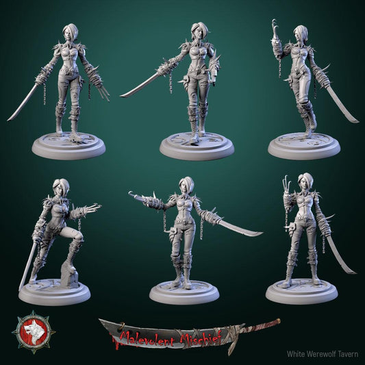 The Crimson huntress from "Malevolent Mischief" by White Werewolf Tavern Miniatures