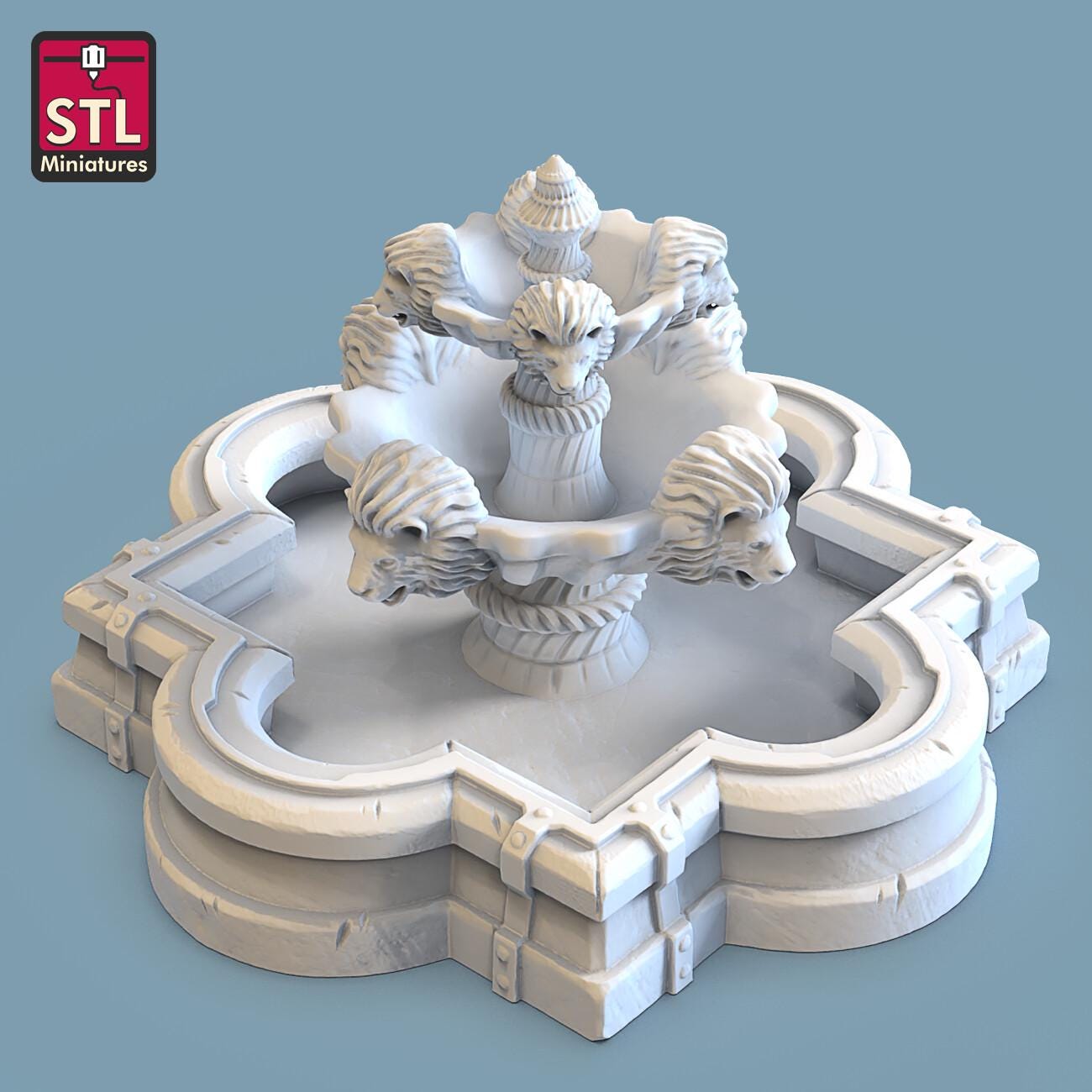 Lion Water Fountain by STL Miniatures