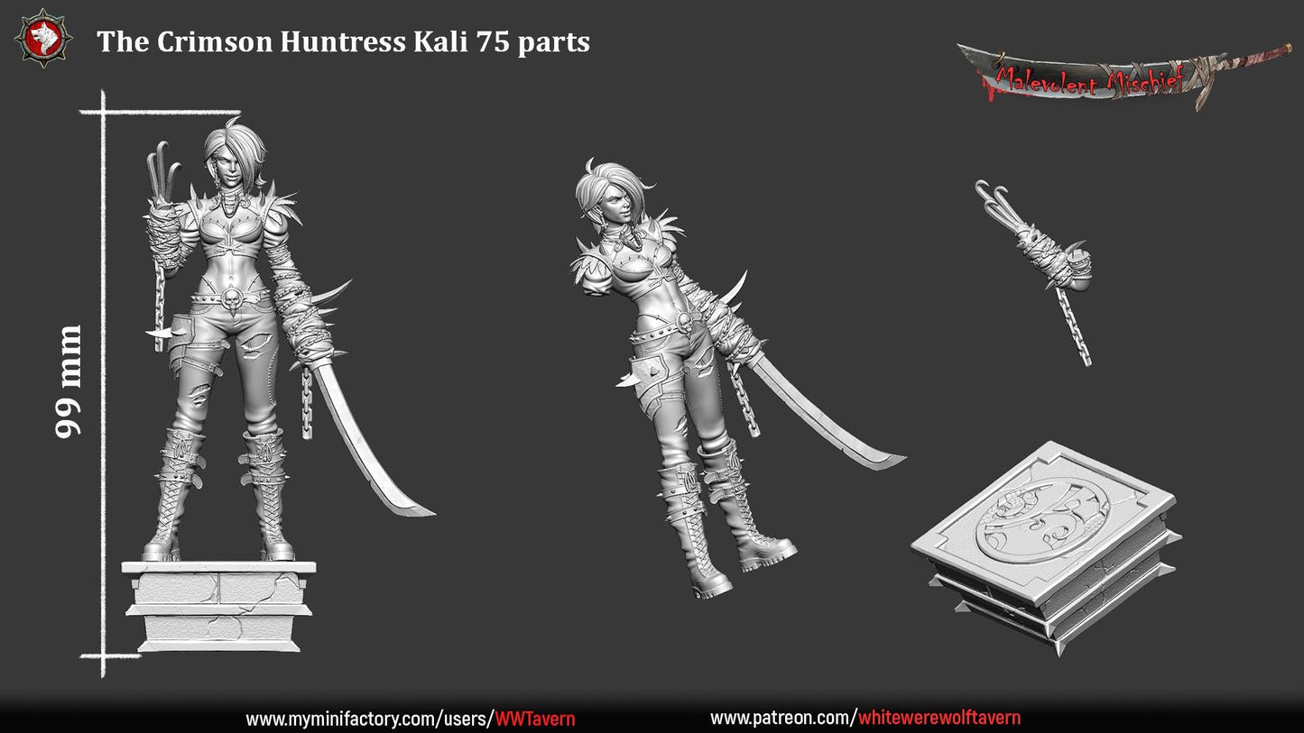 The Crimson huntress from "Malevolent Mischief" by White Werewolf Tavern Miniatures