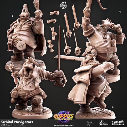 Huppus Orbital Navigators from "Space Mercenaries" by Cast N Play Miniatures