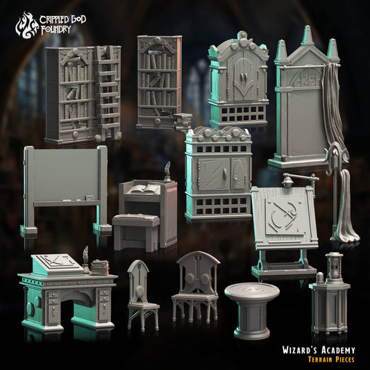 Wizard's Academy Terrain Pieces from "The Imposter Mage" by Crippled God Foundry Miniatures