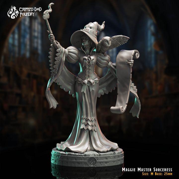 Maggie Master Sorceress from "The Imposter Mage" by Crippled God Foundry Miniatures