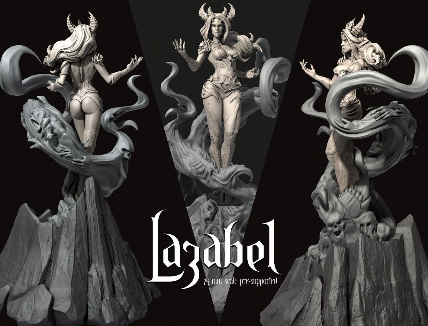 Lazabel the Warlock Pin Up by Dungeons and Maidens Miniatures