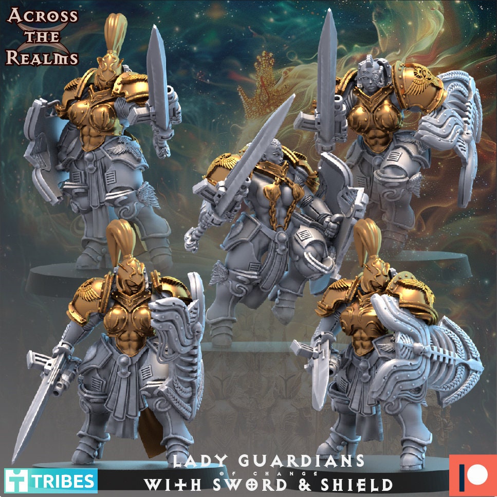 Lady Guardians with Sword & Shield by Across the Realms Miniatures