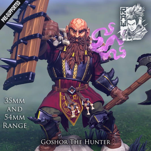 Goshor The Demon Hunter - Warrior Dwarf by Ronin Arts Workshop Miniatures