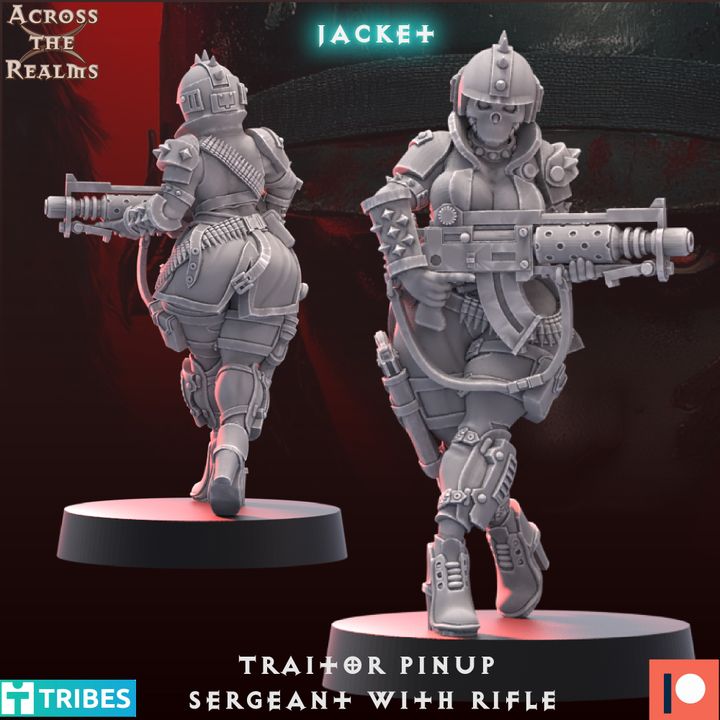 Traitor Pinup Sergeant with Rifle by Across the Realms Miniatures