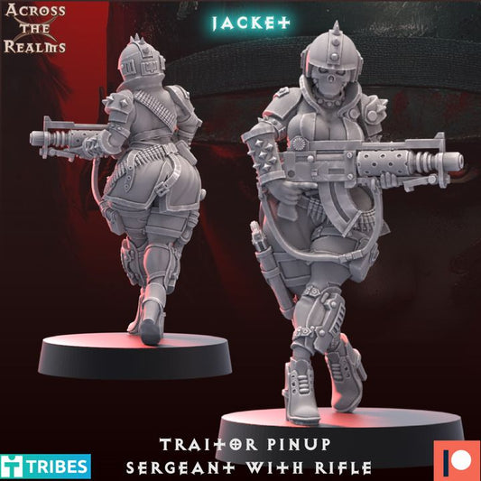 Traitor Pinup Sergeant with Rifle by Across the Realms Miniatures