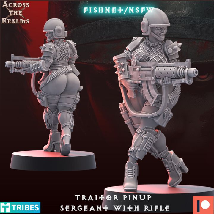 Traitor Pinup Sergeant with Rifle by Across the Realms Miniatures