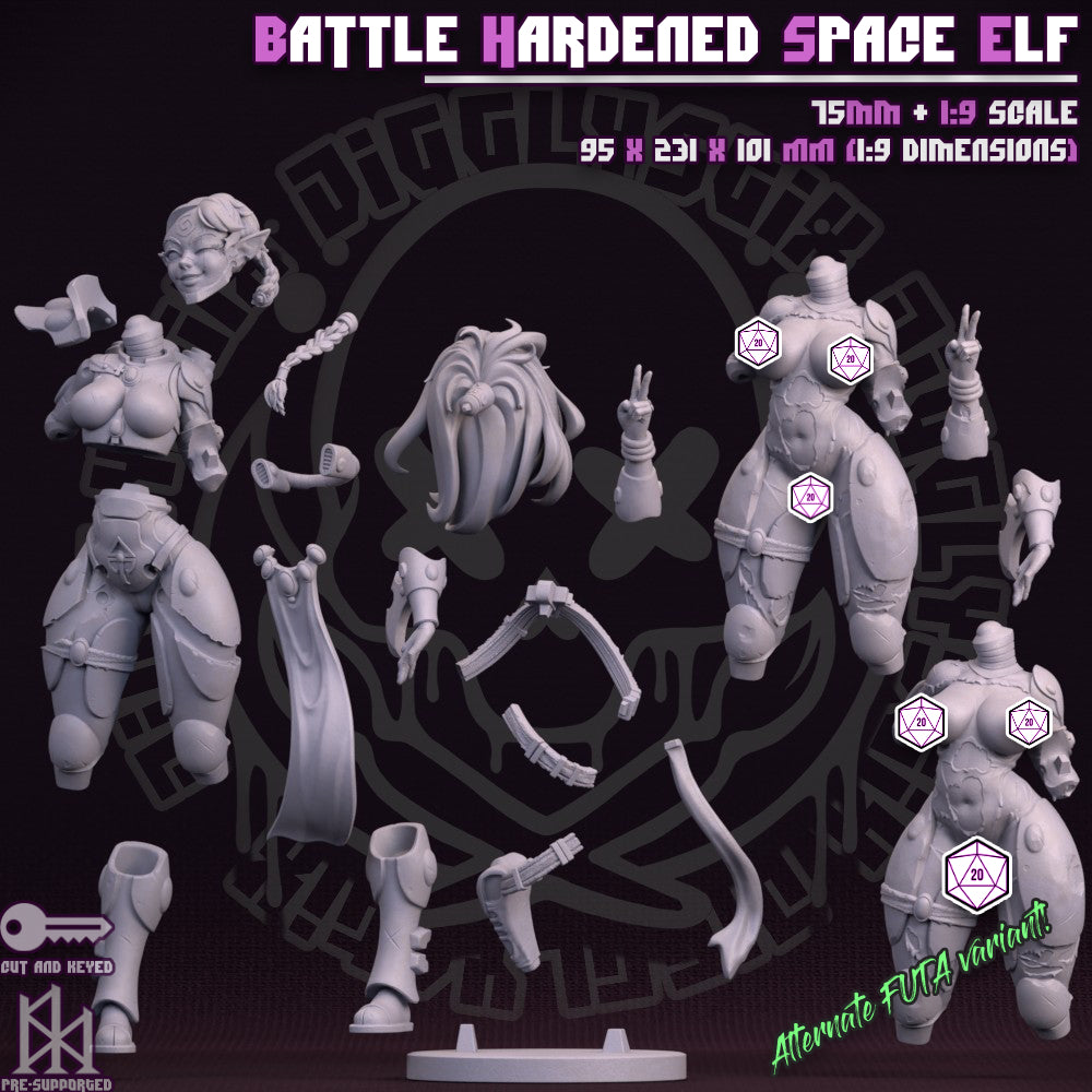 Battle Hardened Space Elf by Jigglystix Pin Up Factory Miniatures