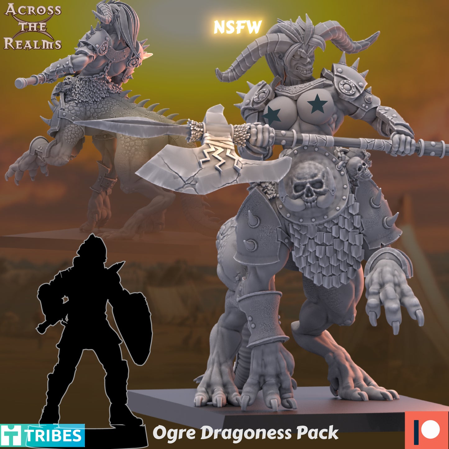Ogre Dragoness Pack by Across the Realms Miniatures
